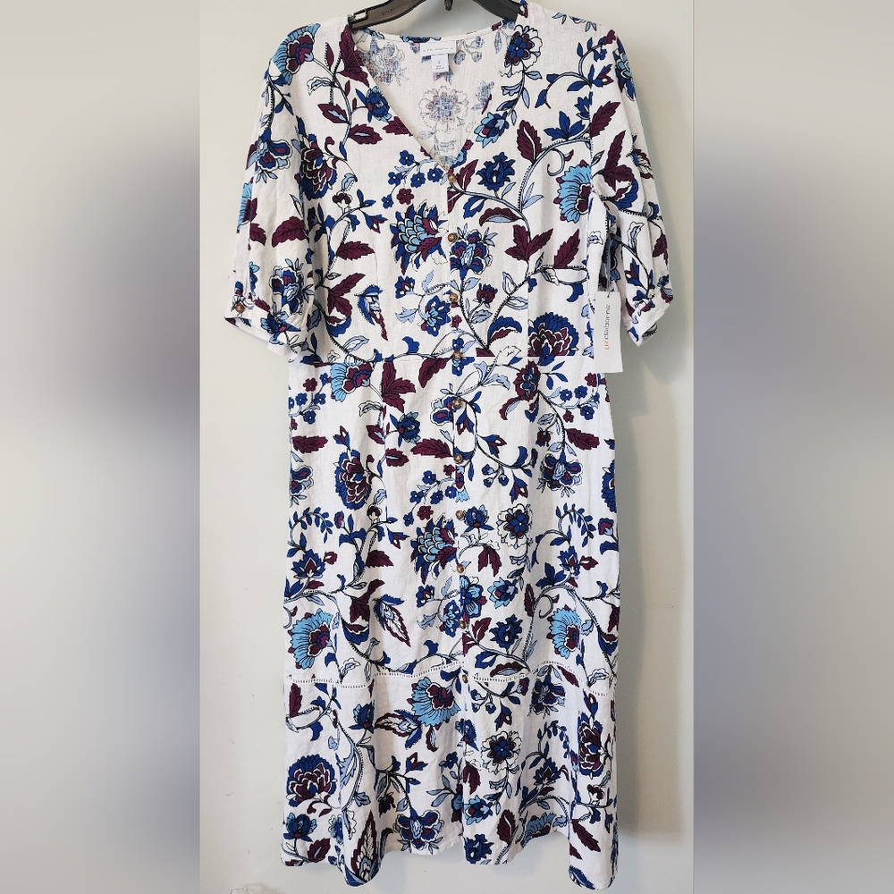 NWT Liz Clairborne Floral Print Dress - Blue and Burgundy